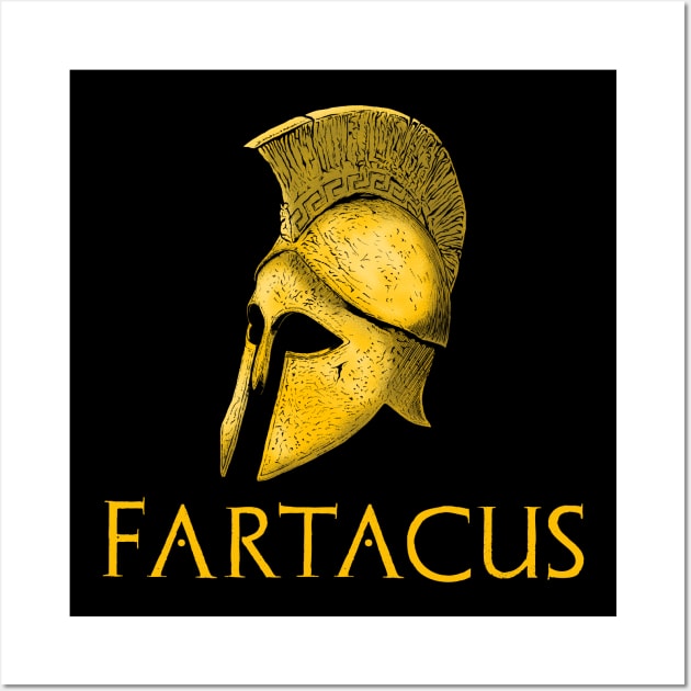 Funny Ancient Greek Spartan Helmet Fartacus Farting Wall Art by Styr Designs